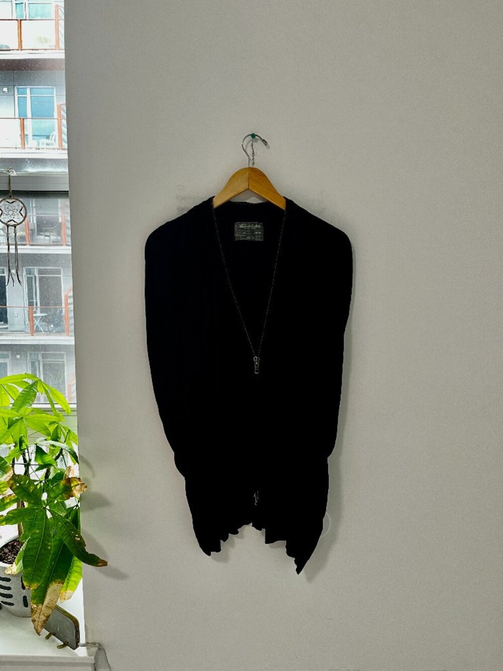 All Saints Black Black Drapey Fit Zip Up Poncho Sweater Size 12